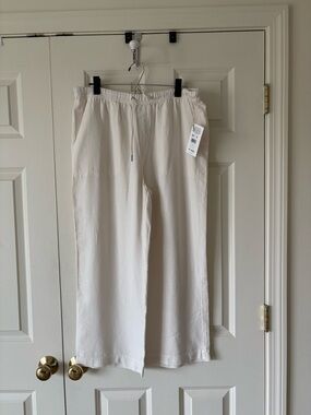 Splendid Cream Wide-Leg Drawstring Pants